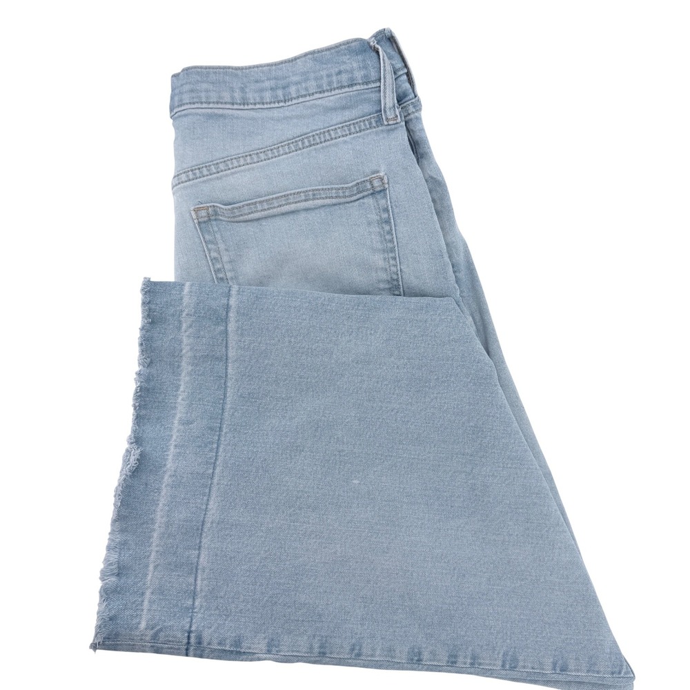 GAP Wide-Leg Crop Jeans Womens 14/32R Light Blue High Rise Raw Hem